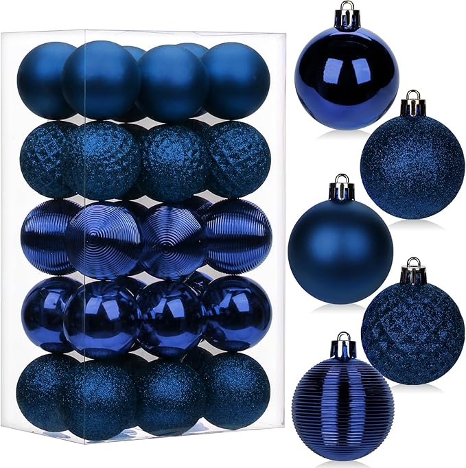 30PCS 2" Christmas Ball Ornaments Shatterproof Navy Blue Christmas Tree Decorations Xmas Tree Balls Halloween Ornaments Décor