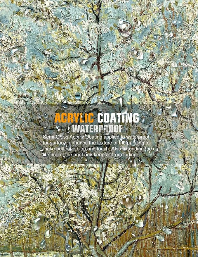 DECORARTS - The Pink Peach Tree, Vincent Van Gogh Art Reproduction. Giclee Canvas Prints Wall Art for Home Decor 30x24