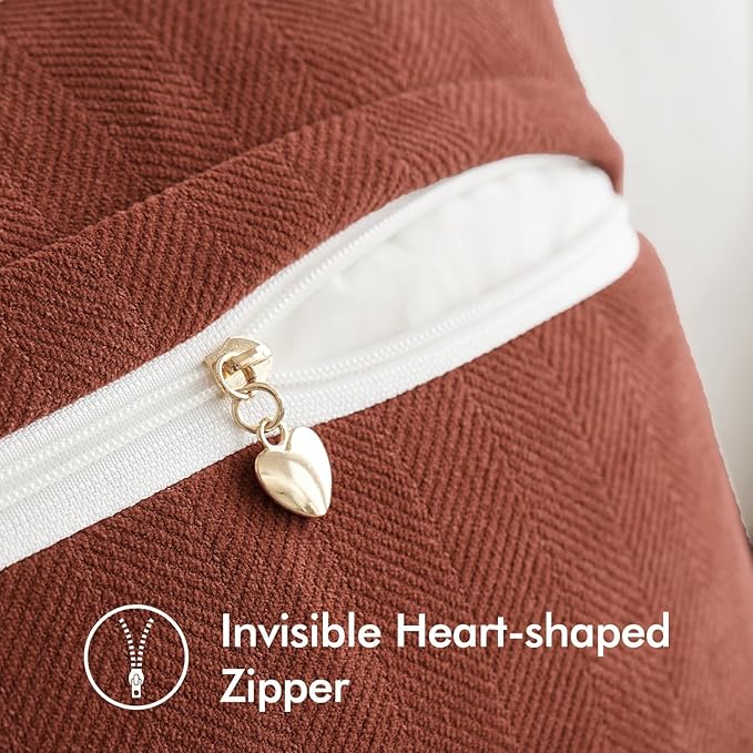 MIULEE Pack of 2 Rust Decorative Pillow Covers 18x18 Inch Fall Soft Chenille Luxurious Couch Throw Pillows Farmhouse Cushion Covers with Elegant Design for Sofa Bedroom Living Room Home Decor