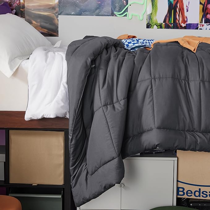 Bedsure Comforter Duvet Insert - Quilted Comforters Twin XL Size, All Season Duvet, GentleSoft Down Alternative Bedding, with 8 Tabs, Gifts for Women/Men, Grey, Twin XL 92 x 68 Inches
