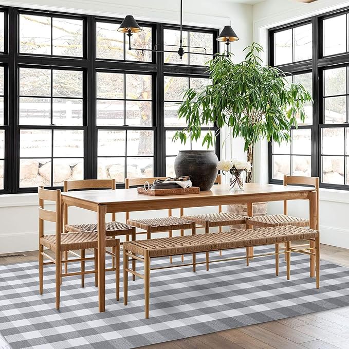 KOZYFLY Buffalo Plaid Area Rug 6 x 9 Ft Checkered Rug Washable Outdoor Patio Rugs Cotton Rugs for Living Room Carpet for Dining Room Bedroom Farmhouse Rug