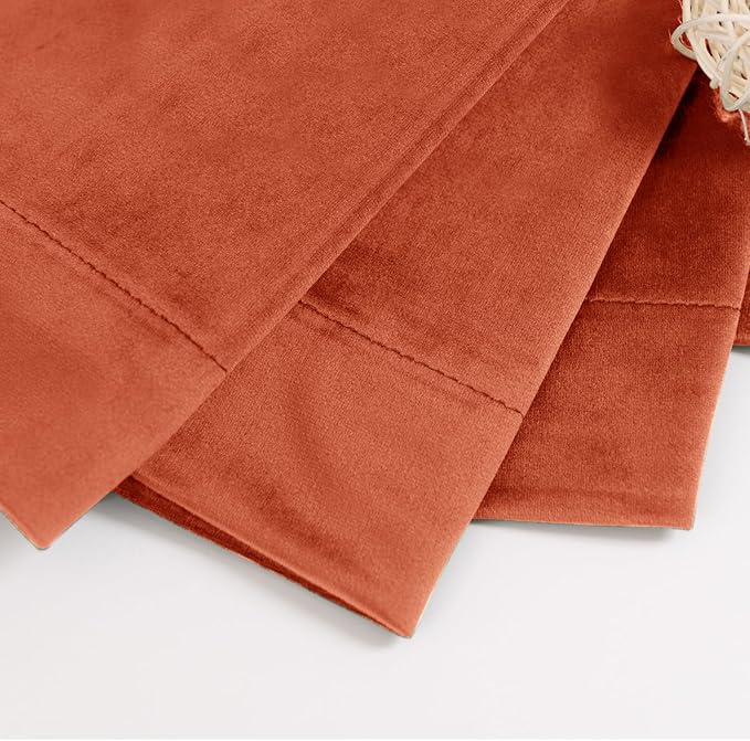 BGment Terracotta Velvet Curtains 108 Inches Long, Fall Thermal Insulated Blackout Curtains Luxury Super Soft Drapes with Back Tab Rod Pocket for Living Room, Set of 2 Window Panels, 52 x 108 Inch