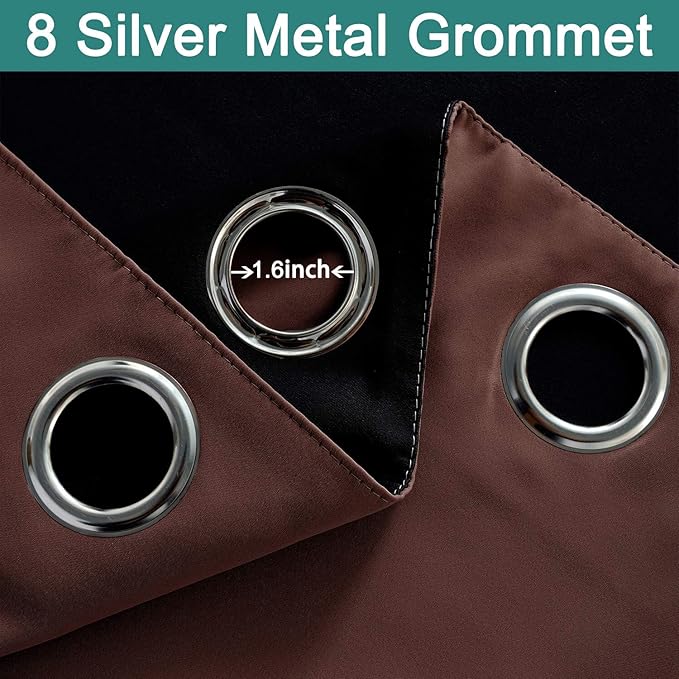 Yakamok Blackout Extra Wide Patio Sliding Door Curtains, Grommet Thermal Insulated Blind Curtains, Sliding Glass Door Panel for Living Room/Space Room Divider, Chocolate Brown, W100 x L96, 1 Panel