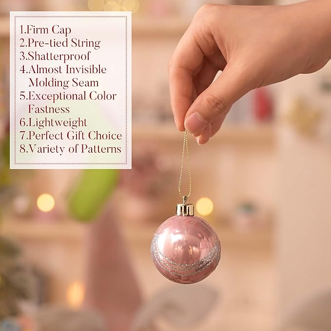 Valery Madelyn 28Pcs Valentines Heart Shaped Ornaments Gift Pack, Spring Easter Craft Painted Tree Heart Decorations, Pink Red Silver Christmas Baubles Hanging Party Wedding Anniversary Decor