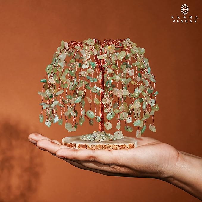 Green Aventurine Healing Crystal Tree of Life, Home and Office Desk Decor, Feng Shui Bonsai Trees for Postive Energy, Money, Good Luck, Christmas Decor, Spiritual Birthday Gifts for Women, Mom