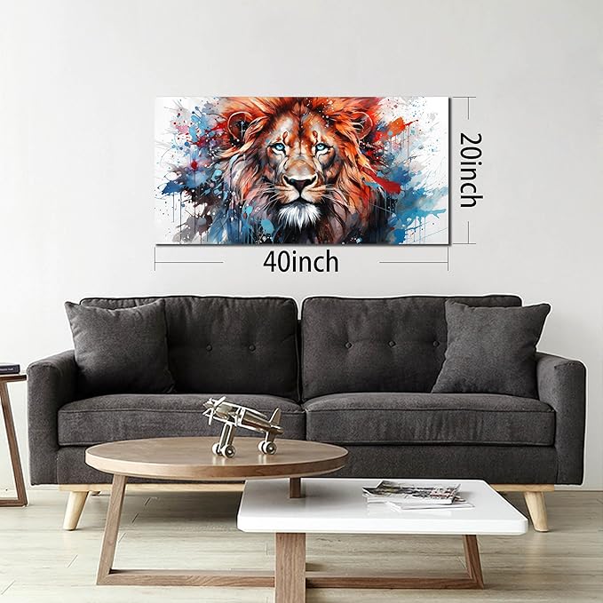 ZHAOSHOP Lion Pictures Wall Decor for Living Room - Colorful Wall Art for Office - Teen Room Decor Ready to Hang Size 20" x 40"