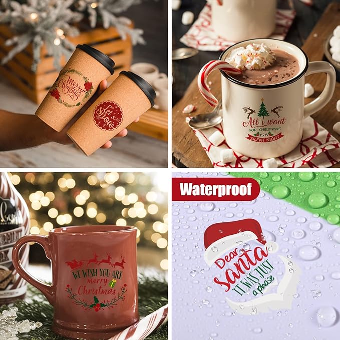 Epakh 45 Pcs Large Christmas Inspirational Vinyl Stickers for Crafts Scrapbooking Christmas Ball Bottle Decals Positive Word Window Stickers Motivational Quote Wall Decal, 45 Color Words(Cute Style)