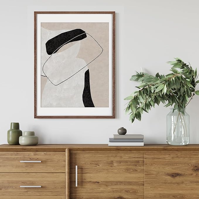 Fun Memories 18x24 Wood Frame, Natural Solid Oak Wood Poster Frame 24 x 18 with Tempered Glass, Wood Picture Frame 18 x 24 for Posters, 18''x24'' Matted Frame for 16x20 Picture, Walnut Color