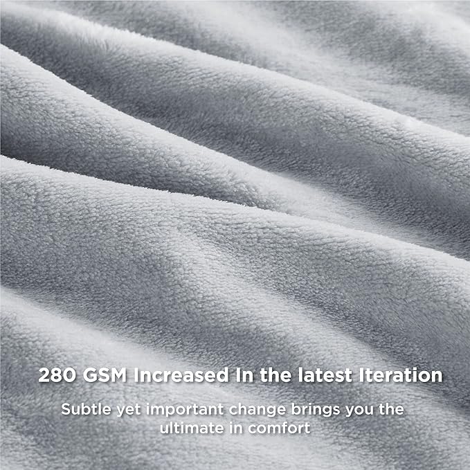 Bedsure GentleSoft Fleece Blankets Queen Size Light Grey - Bed Blanket Soft Lightweight Plush Fuzzy Cozy Luxury Microfiber, 90x90 inches