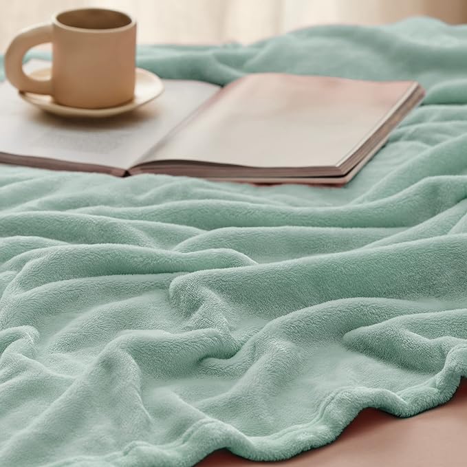 Bedsure GentleSoft Twin XL Fleece Blanket Dorm Bedding - Lightweight Soft Cozy Blankets for Bed, Sofa, Couch, Travel, Camping, Sage Green, 66"x90"