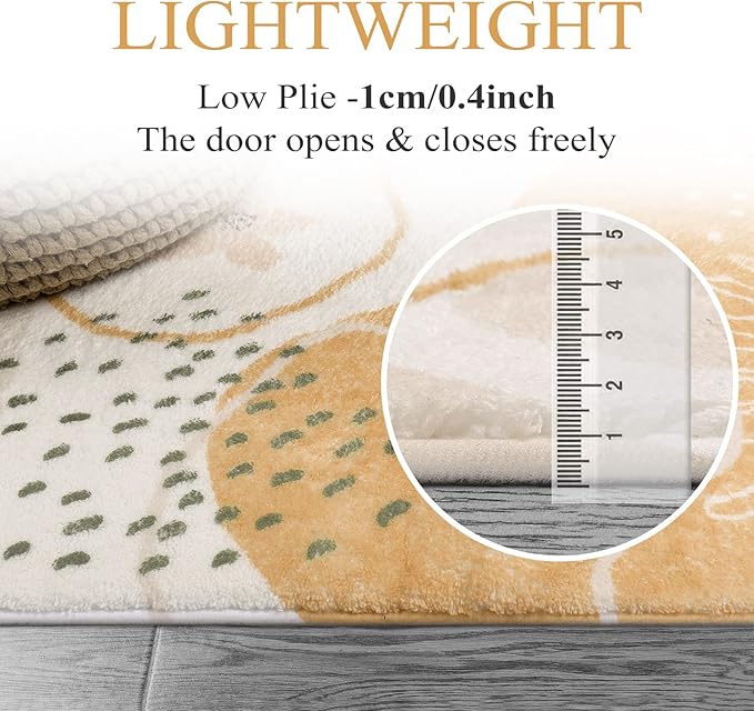 Lahome Non-Slip Rug for Living Room - 4x6 Washable Lightweight Large Area Rug Boho Throw Soft Carpet for Bedroom, Taupe Botanical Print Indoor Rugs for Kids Nursery Kitchen Entryway Dining Room