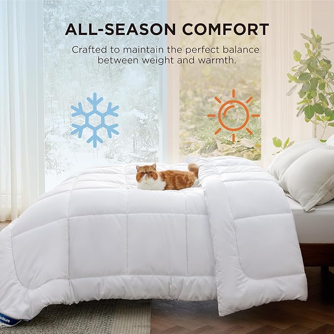 Bedsure Comforter Duvet Insert - Quilted Comforters Cal King Size, All Season Duvet, GentleSoft Down Alternative Bedding, with 8 Tabs, Gifts for Women/Men, White,Alaskan King 130x120 Inches