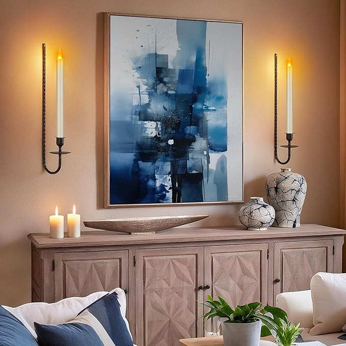 Flameless Taper Candles 10" Dripless Battery Operated with Remote Timer 6 Pack, 400+ Hours by 2 AA Batteries for Home Decor, Candlelight Dinner, Weddings