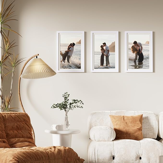 Vittanly 12x18 Poster Frame for Wall, Plexiglass, Displays Picture 11x17 with Mat or 12x18 without Mat, PVC Frame Material, Horizontal or Vertical Hanging, 1 Pack, White