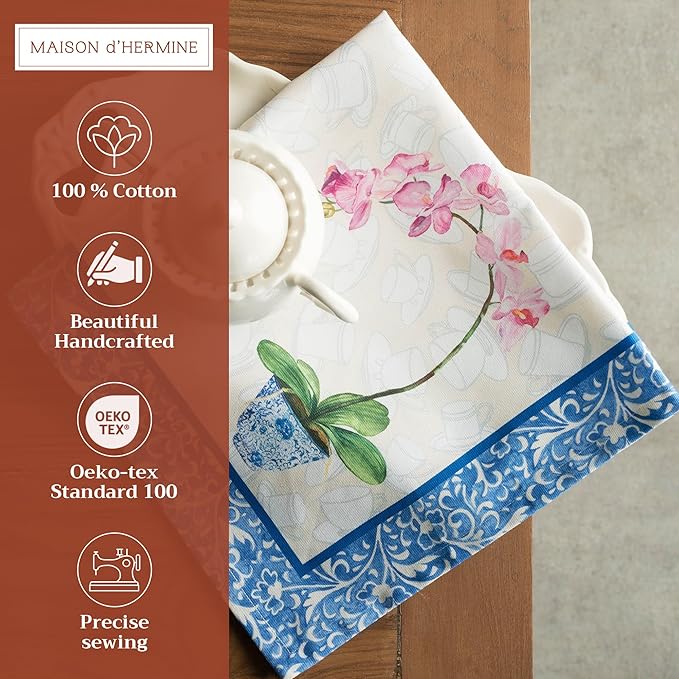 Maison d' Hermine Cloth Napkins Set of 4 100% Cotton Everyday Reusable Square Napkins Cloth Washable, Dinner, Party, Wedding, Restaurant, Spring/Summer (Canton, 20" x 20")
