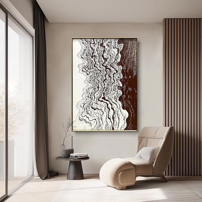 BrightA Canvas Wall Art for Bathroom and Office Handmade Oil Painting Wall Decor with Framed Design Modern Large Wall Canvas Art 27.6"x39.3"