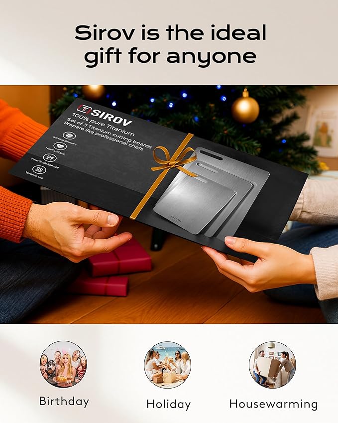 Titanium Cutting Board,Premium Titanium Cutting Board Set of 3, Pure Titanium Kitchen Chopping Boards, Non-Toxic & Dishwasher Safe for Meat, Fruit, and Vegetables (3PCS)