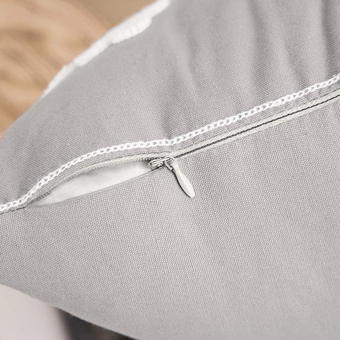 MIULEE Pack of 2 Christmas Decorative Snowflake Throw Pillow Covers Canvas Embroidery Winter Cushion Cases Holiday Decor Soft Pillowcases for Winter Couch Sofa Bedroom Car（Grey, 18x18in）