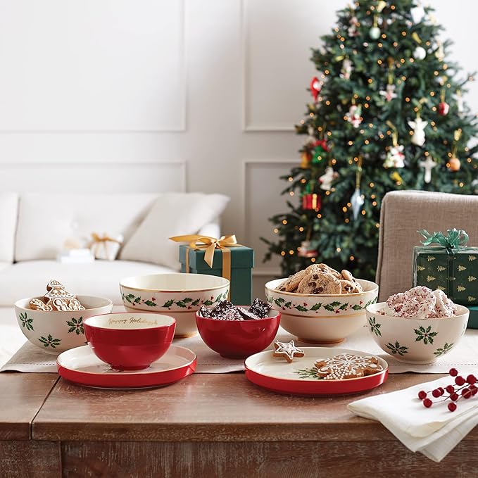 Lenox 893494 Holiday Luna Nesting Dinnerware Set, Christmas, Hosting