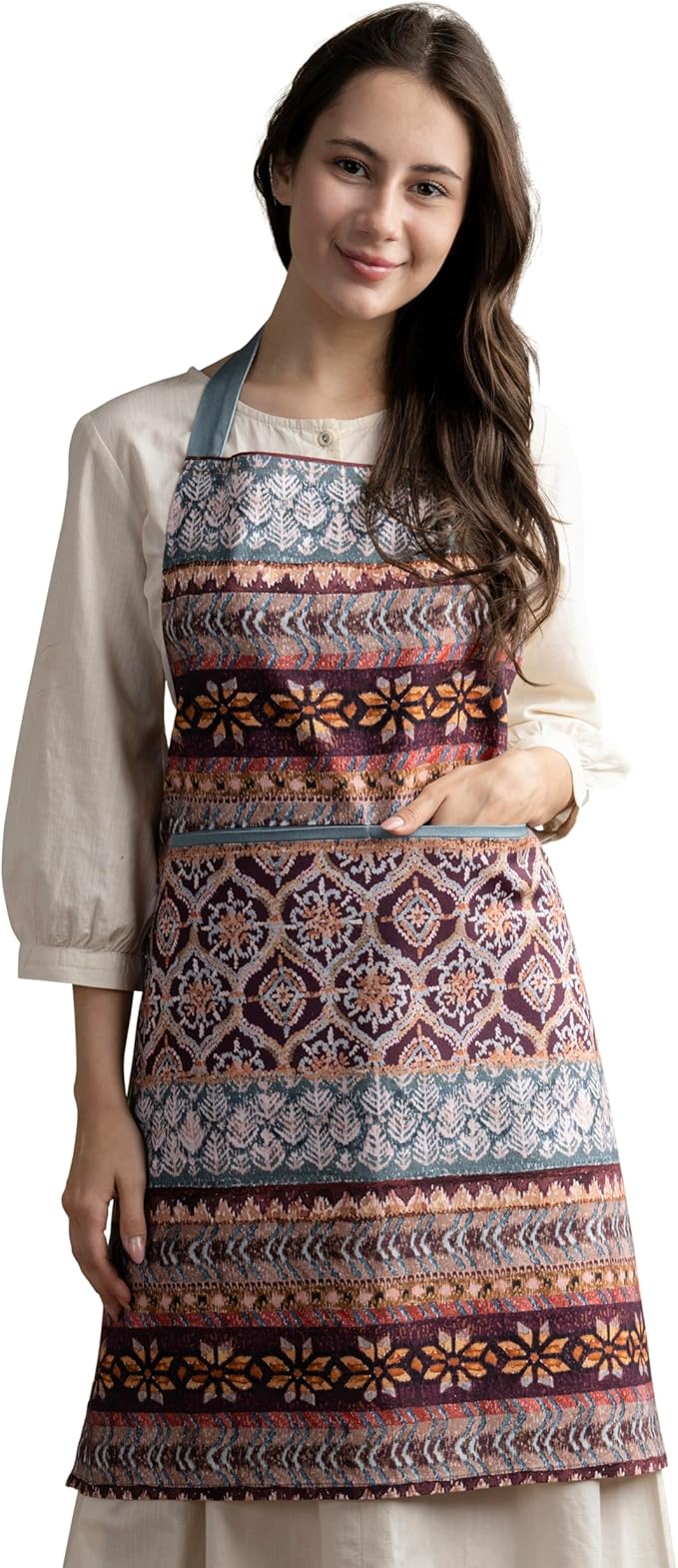 Maison d' Hermine 100% Cotton Apron for women with Pocket Kitchen Chef Apron for Men Cooking Gardening Server Waitress