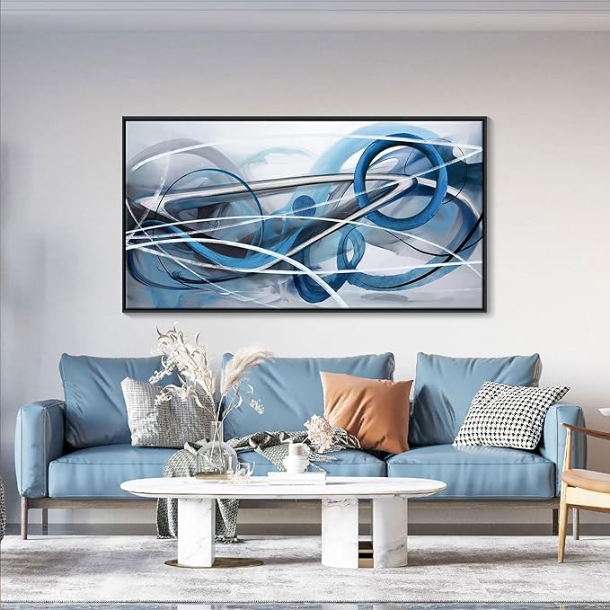 YDYSUNE Blue Abstract Wall Art Modern Canvas Wall Paintings Abstract Artwork for Living Room Pictures for Bedroom Wall Decor Office Home Decor Artwork for Walls 24×48IN