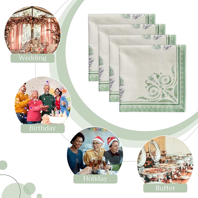 Maison d' Hermine Cloth Napkins Set of 4 100% Cotton Everyday Reusable Square Napkins Cloth Washable, Dinner, Party, Wedding, Restaurant, Spring/Summer (Jardin Du Roy, 20" x 20")