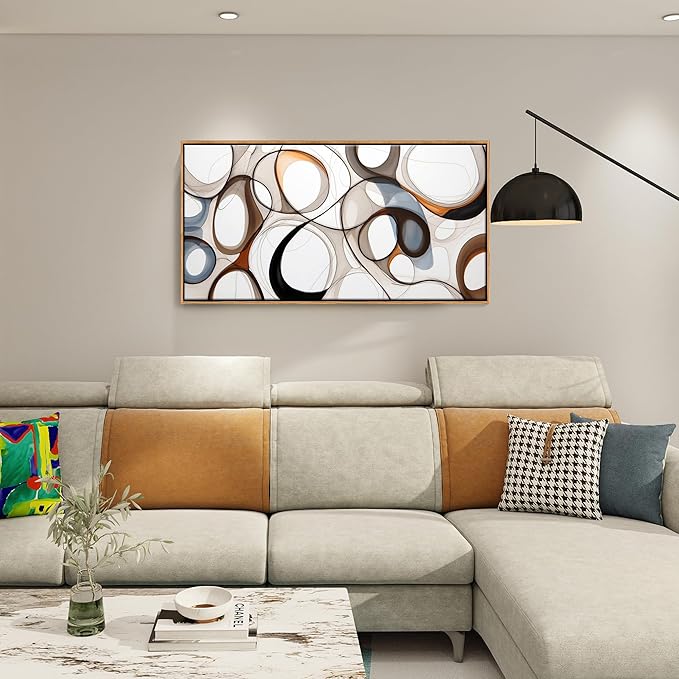 Framed Wall decor for Living Room Brown Abstract Canvas Wall Art - Kitchen & office Wall Art Prints Modern artwork, Wood Frames Decor, Bedroom Decorations 24×48