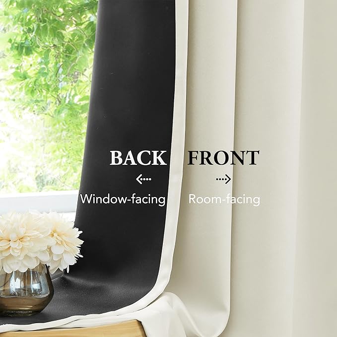 Beauoop 100% Blackout Curtains 84 Inches Long for Patio Sliding Door Cream Solid Extra Wide Room Darkening Thermal Insulated Room Divider Soundproof Grommet Window Treatment Drapes,100x84 Set of 1