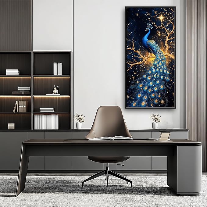 Lovira Peacock Large Wall Art Tree Canvas Wall Decor Pictures Prints Painting Framed Modern Vertical Artwork for Living Room Bedroom Bathroom Office 30"x60"