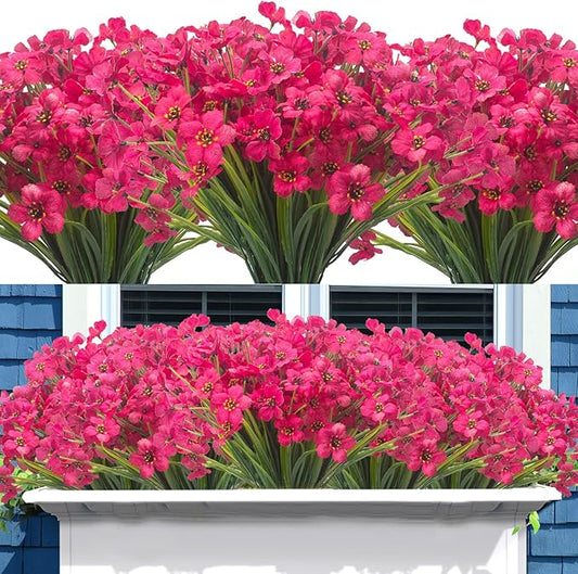 20 Bundles Artificial Flowers, Outdoor Indoor UV Resistant Fake Flowers No Fade Faux Plastic Plants Garden Porch Window Box Decoration