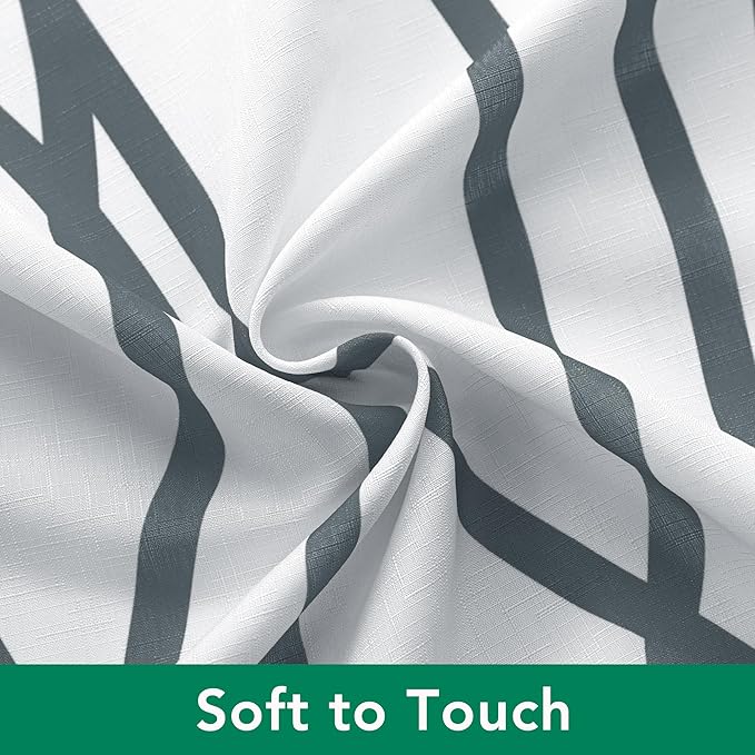 Biscaynebay Extra Long Textured Fabric Shower Curtain 72 W x 84 L, Dark Grey Printed Striped Linen Modern Hotel Luxury Quality Cloth Bathroom Curtains Machine Washable