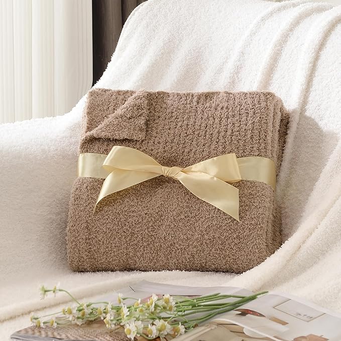 JOOJA Knitted Dusty Pink Rose Blush Throw Twin Size Blanket Polyester Soft Fleece Blanket for Couch Bed Sofa 60x80 Inches Dusty Rose