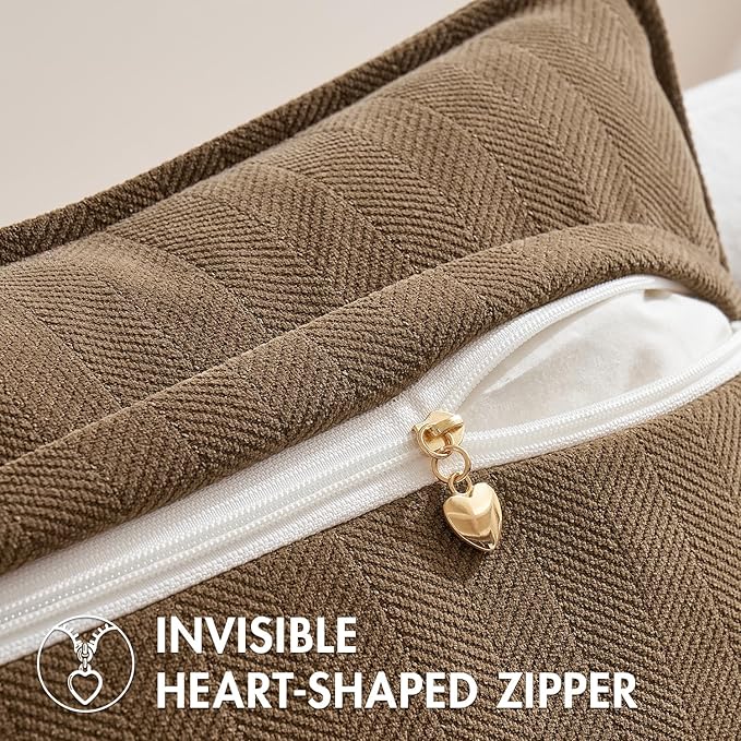 MIULEE Pack of 2 Dark Brwon Decorative Pillow Covers 26x26 Inch Soft Chenille Luxurious Couch Throw Pillows Farmhouse Cushion Covers Euro Shams with Elegant Design for Sofa Bed Living Room Home Decor