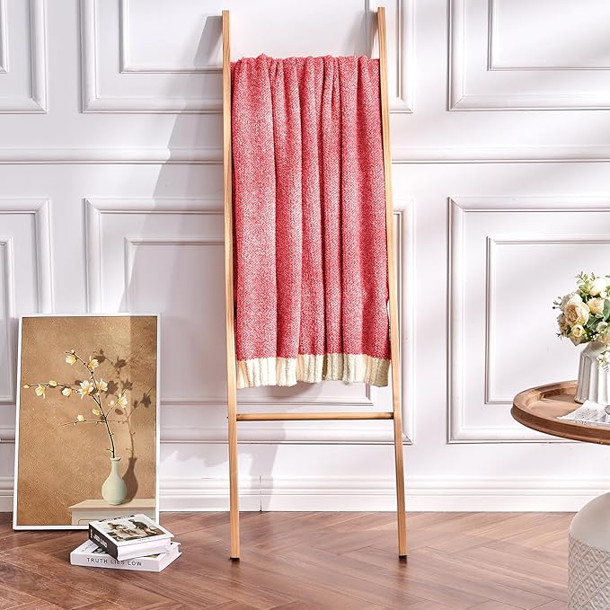 CozeCube Melange Blanket, Ultra Soft Christmas Red and White Throw Blanket, Warm Cozy Knit Fuzzy Plush Reversible Throw for Couch Bed Sofa, 60"x80"