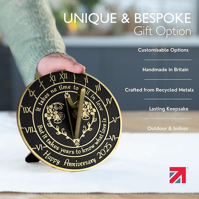 Anniversary Sundial Gift for Any Wedding Anniversary in 2024 - What Love is - Recycled Metal Home Decor Or Garden Present Idea - Handmade in UK for Him, Her Parents Or Couples Celebration