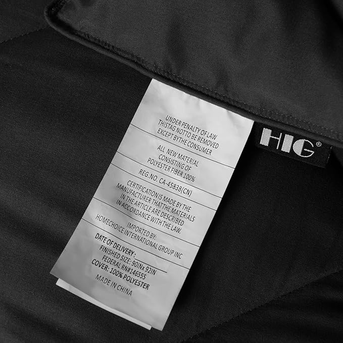 HIG 3pc Black Twin/Twin XL Comforter Set - All Season Reversible Down Alternative Comforter with Sham - Quilted Duvet Insert with Corner Tabs - Diamond Stitched Blanket - Breathable, Soft, Fluffy