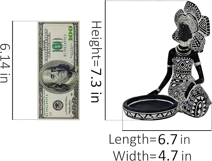 African Lady Figurine Candle Holder with African Tribal Totem for Wedding,Church,Holiday Decor-African Decorative Women Statues, Candlestick Holder for Home and Table Decor(754-Black)