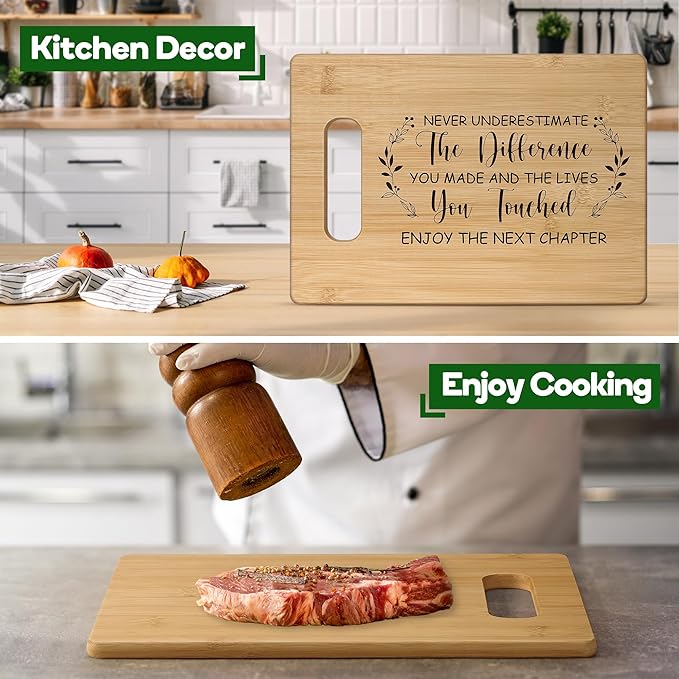 Retirement Gift for Woman,Best Retirement Gifts for Men Women 2025,Bamboo Cutting Board Retired Gifts,Farewell Going Away Goodbye Gifts for Teacher Boss Lady Friends,Coworker Leaving Gifts for Women