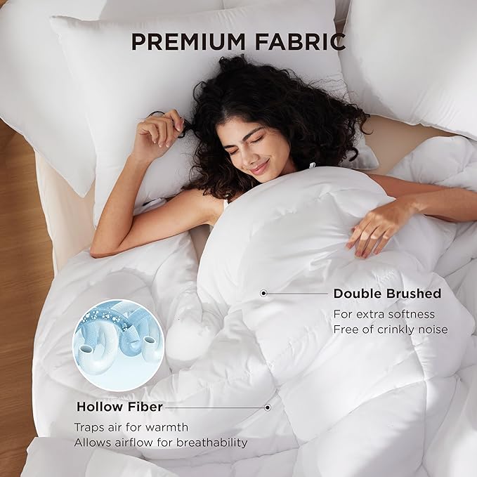 Bedsure Comforter Duvet Insert - Quilted Comforters Cal King Size, All Season Duvet, GentleSoft Down Alternative Bedding, with 8 Tabs, Gifts for Women/Men, White,Alaskan King 130x120 Inches