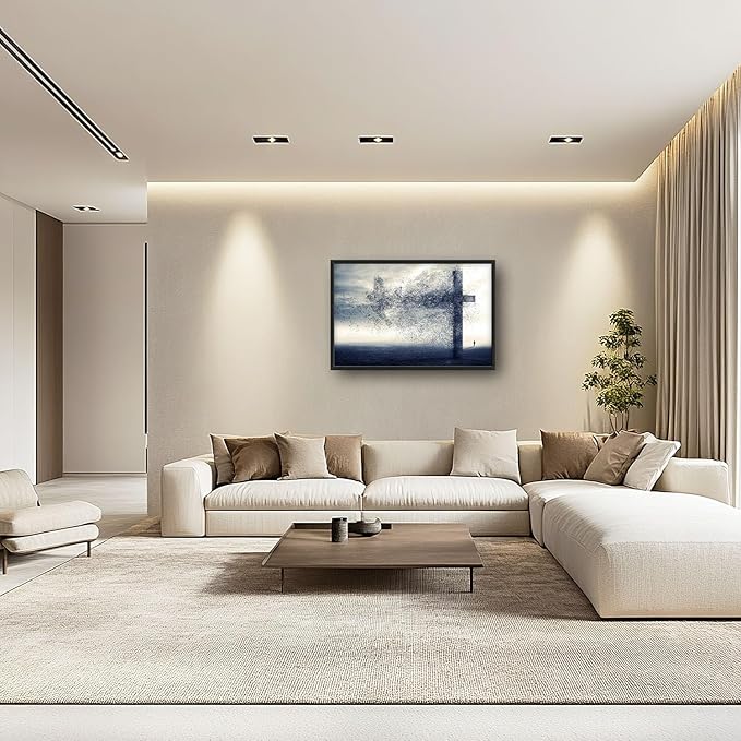 Flintis Large Cross Dove Wall Art Christian Cross Pictures Wall Decor Abstract Religion Canvas Painting Print Artwork Decoration Framed for Living Room Bathroom Master Bedroom Office 36L x 24W