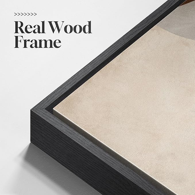 Large Framed Neutral Abstract Minimalist Wall Art Set of 2, Modern Canvas Prints Paintings Artwork for Walls, Black Beige Brown Abstract Art Pictures for Living Room Dining Bedroom Wall Decor 24x36 In