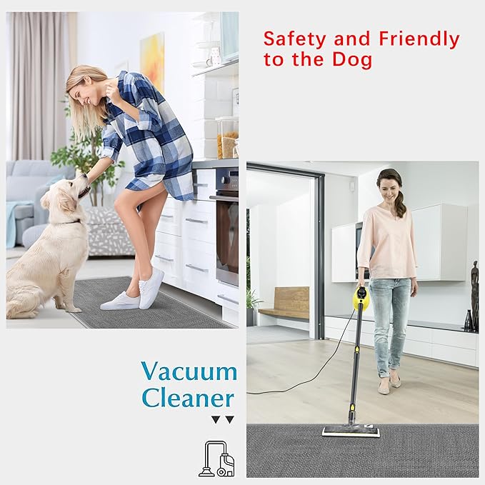 GOYLSER 20 ft Jute Entryway Runner, Rubber Backed Absorbent Extra Long Runner Rug for Hallway, Grey Laundry Room Runner Mat