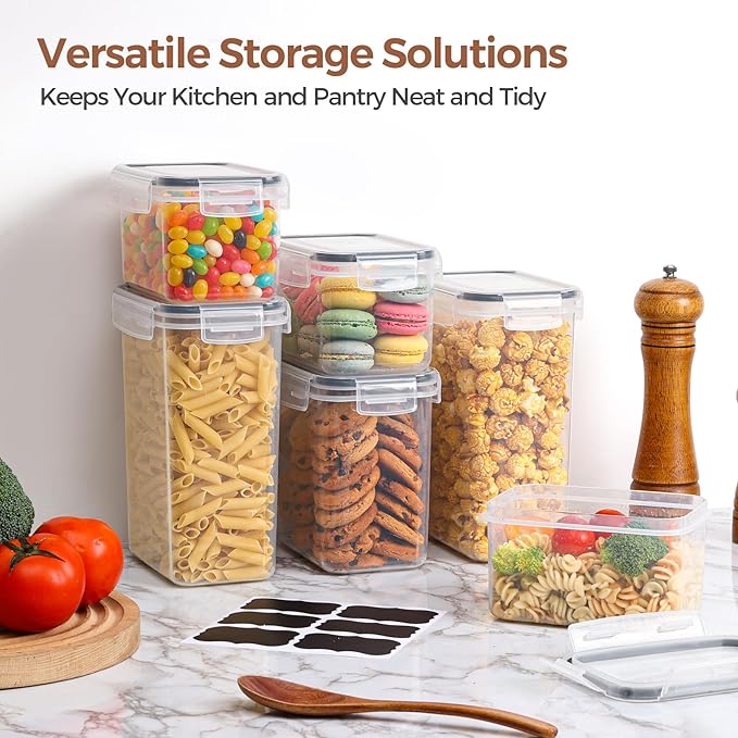 ComSaf Food Storage Containers with Lids Set of 3 (2L/67oz) (1.4L/47oz) (0.8L/27oz), Airtight Food Storage Containers, Plastic Canisters Sets for Kitchen, Pantry Organizers for Sugar, Cereal and Snack