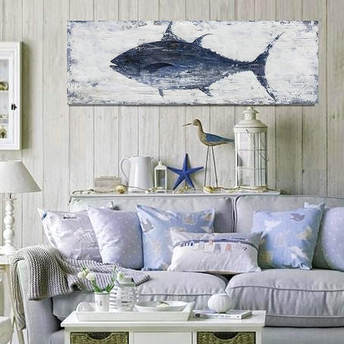 NdcSkyArt Vintage Bluefin Tuna Wall Art: Nautical Coastal Decor for Home & Office