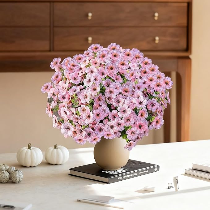 Artificial Flowers UV Resistant Outdoor,12 Bundles Faux Plants for Fall Autumn Thanksgiving Christmas Patio Porch Decor, No Fade Fake Window Box Greenery for Home Wedding Walkway Decoration