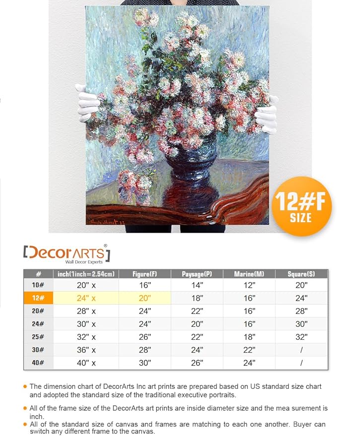 DECORARTS - Chrysanthemums, Claude Monet Art Reproduction. Giclee Canvas Prints Wall Art for Home Decor 20x24''