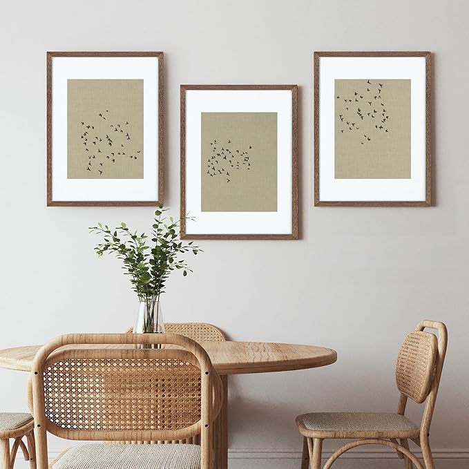 12x16 Picture Frames, Solid Oak Wood 12"x16" Picture Frame - Tempered Real Glass, 12x16 Frame Matted to 8.5x11, 12 x 16 Photo Frames for Wall, Rustic Wall Gallery Frame (Walnut Color, 3 Pack)