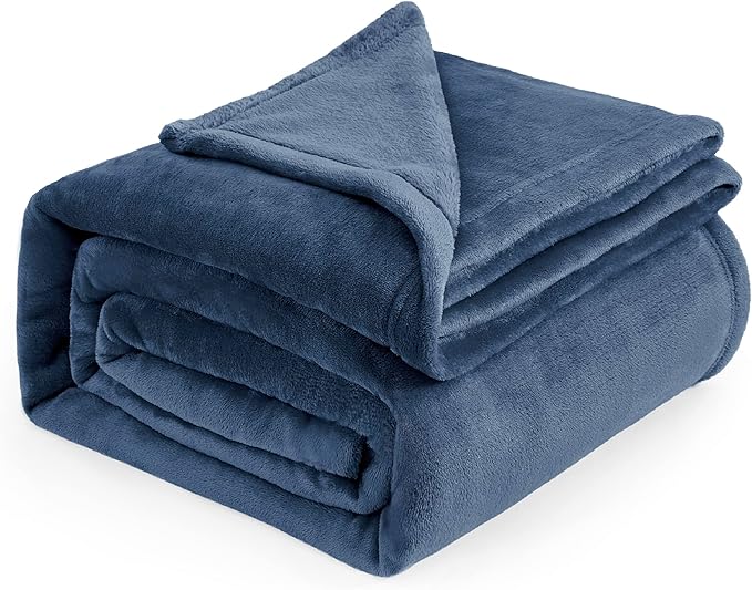 Bedsure GentleSoft Fleece Blankets Queen Size Mineral Blue - Bed Blanket Soft Lightweight Plush Fuzzy Cozy Luxury Microfiber, 90x90 inches