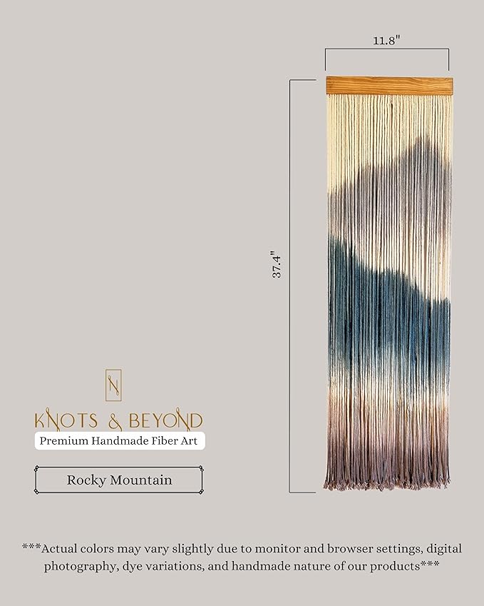 Knots & Beyond 'Mini' Collection, Macrame Wall Hanging, Dip Dye Fiber Art Wall Art, Tie Dye Tapestry, Boho Wall Decor for Above Couch, Headboard, Living Room Decor Wall, Woven Macrame Art, Quantity 1,