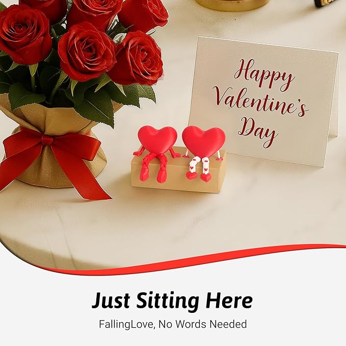Heart Desk Figurine Set – Cute Love-Inspired Decor with Movable Legs & Hands – Perfect for Office, Home, or Gift for Lovers, Best Friends, and Special Occasions
